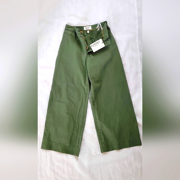 EVIDNT Los Angeles Denim - NWT! EVIDNT Los Angeles Trendy Wide Leg Women's Green Festival Pant Size 25